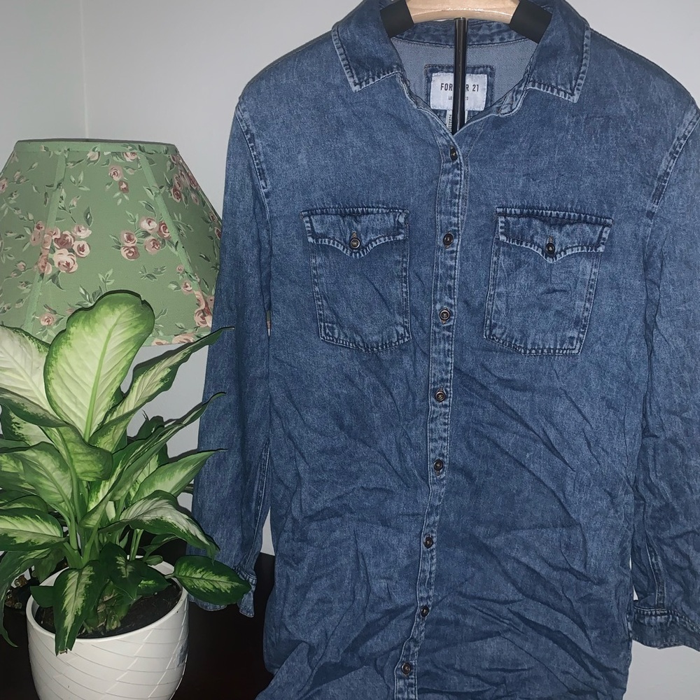 Blue Denim Button-Up Shirt